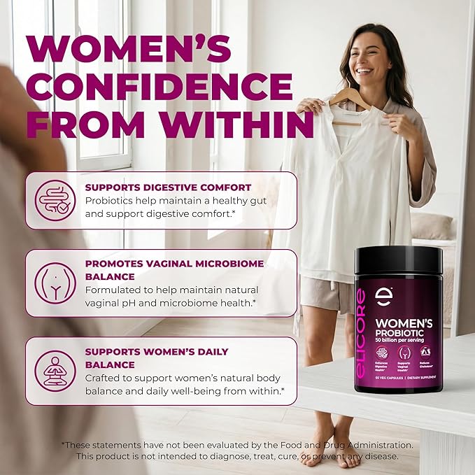Premium Probiotics for Women 50 Billion CFU - 50B Lactobacillus Bi-Pass Technology - Vaginal &amp Digestive Probiotics - Non-GMO Gluten-Free Blend with MAKTREK Technology - 60 Veg Capsules