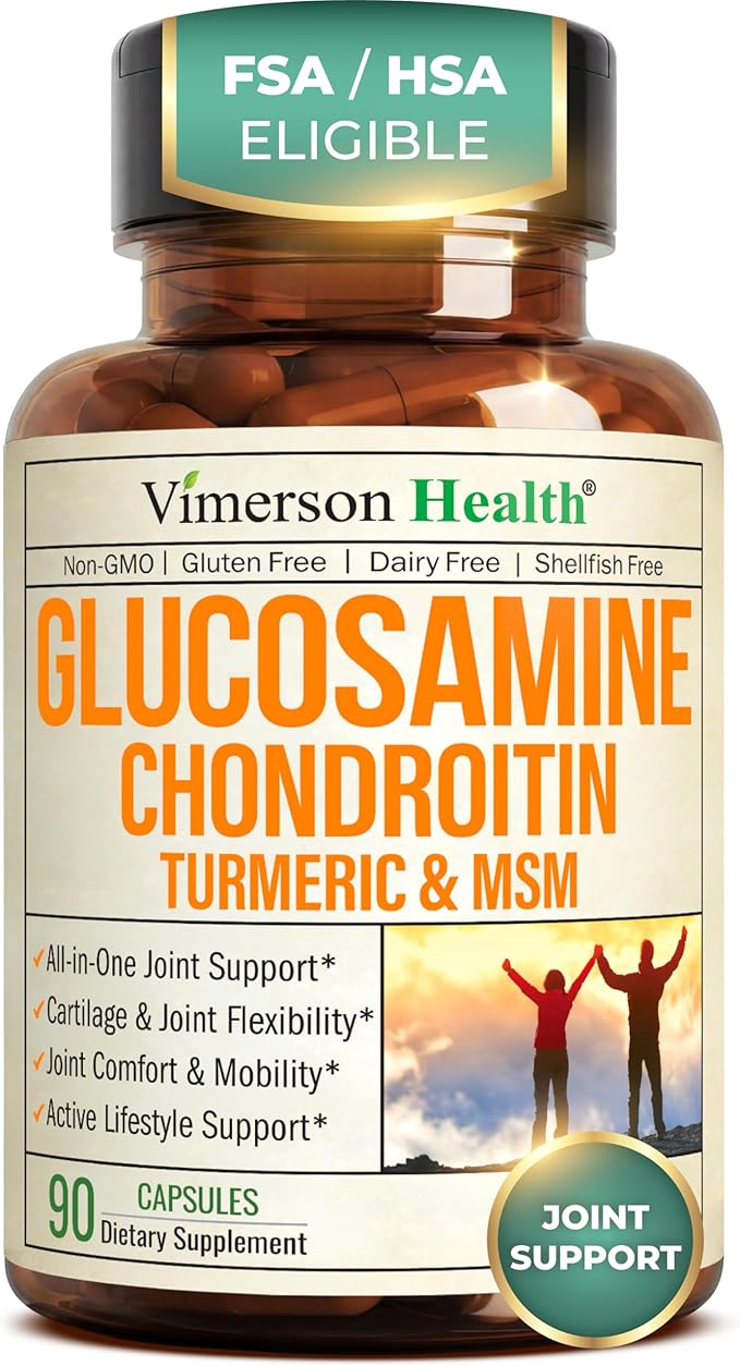 Glucosamine Chondroitin MSM – Joint Support Supplement for Women and Men with Glucosamine Sulfate 1500 mg Chondroitin and MSM – for Cartilage Joint Health and Flexibility – 90 Capsules