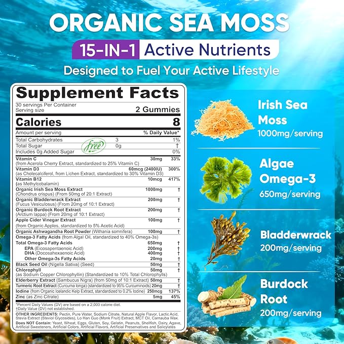 Bundle: Kids Calcium Gummies 1 Pack + Sea Moss Gummies for Adult 2Pack