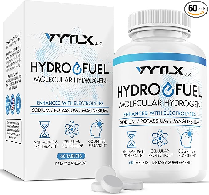 Hydrogen Water Tablets with Electrolytes | 12 PPM Molecular H2 Tablets for Drinking Water | Effervescent Hydrogen Water Tabs with Magnesium Sodium &amp Potassium (60 Count)