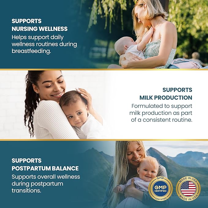 Vykee Nutrition Lactation Support 1300 mg - Herbal Milk Production Supplement for Nursing and Postpartum Wellness - Supports Immunity and Daily Balance - 180 Vegan Capsules