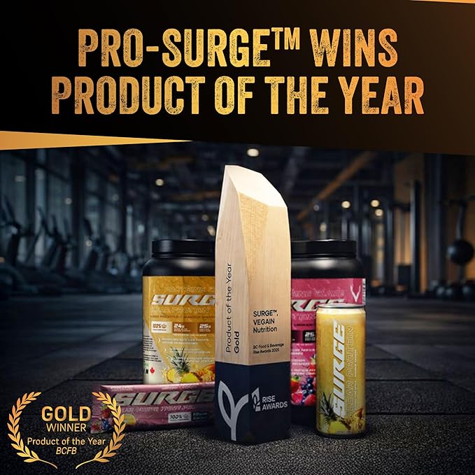 PRO-SURGE Clear Protein Powder Mango Pineapple Flavor 454g - 30 Servings 25g Plant-Based Protein Isolate - Sugar-Free Dairy-Free Soy-Free Gluten-Free Hydration Clear &amp Refreshing Juice-Like D