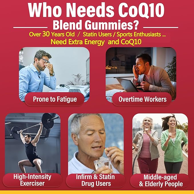 Ultra Absorption CoQ10 Gummies 200mg/400mg w/ Methyl B12 1000mcg B6 Rhodiola Rosea &amp Panax Ginseng Sugar Free CoQ10 Supplement for Energy Boost Hear-t Health Antioxidant &amp Brain Support