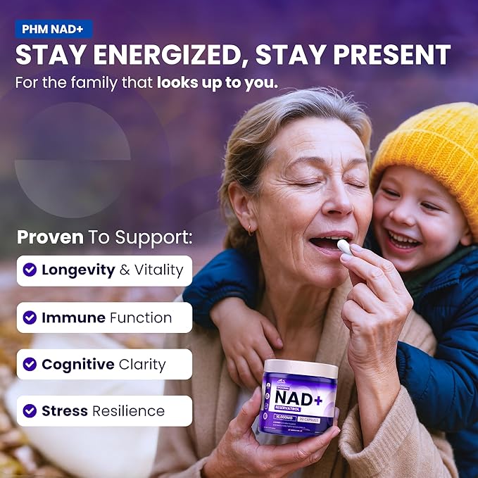 PHM NAD Resveratrol Supplement - 10000MG Extra Strength | NAD+ Liposomal Supplements for Men and Women | NMN &amp NMNH Alternative | 90 Capsules 1.5 Months Supply