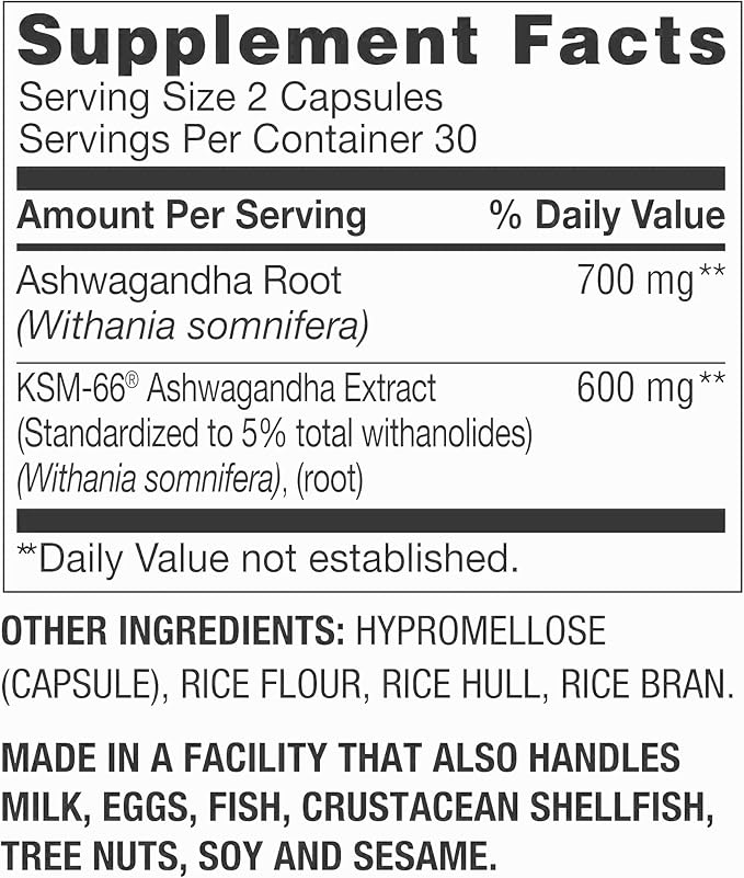 Spring Valley Ashwagandha - 1300mg – 60 Count – Includes Sticker