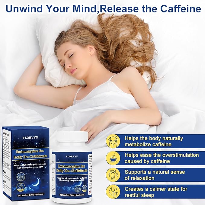Rutaecarpine Supplement for Coffee Lovers – De-Caffeinate Naturally Derived Formula Supports the Body’s Caffeine Metabolism – Non-Habit Forming Helps Maintain a Calm &amp Relaxed State