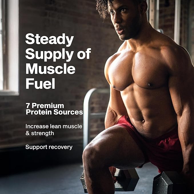 MuscleTech Platinum 8-Hour Protein Powder - 7 Premium Protein Sources with Whey &amp Casein Protein for Increased Lean Muscle Strength &amp Improved Recovery - Milk Chocolate 50 Servings