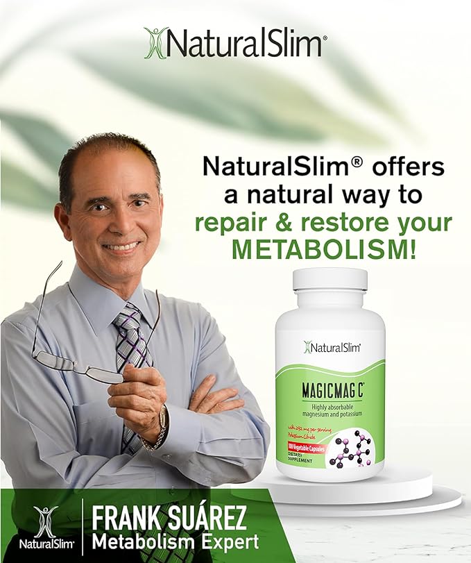 MagicMag C by NaturalSlim Magnesium Citrate Capsules for Muscle Relaxation Sleep Quality Nerve Function &amp Electrolyte Support Daily Magnesium Supplement for Men and Women 100 Capsules