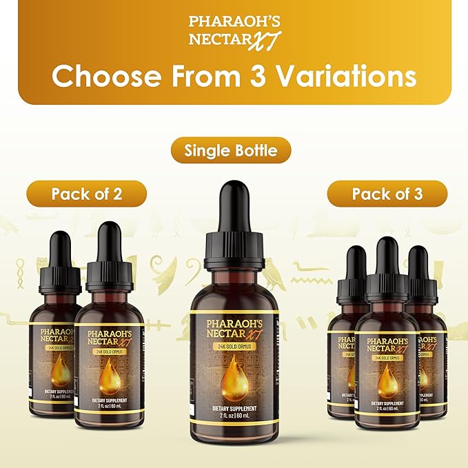 Ultra-Pure 99.9% Liquid Gold - 24K Monoatomic Gold Ormus - Third Eye Awakening Pineal Gland Decalcification Awaken DNA Unlock Light Speed Manifestation - Pharaoh's Nectar XT 3 Pack