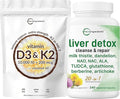 Micro Ingredients Vitamin D3 10000iu + K2 200mcg Softgels &amp Liver Detox 2 Pack Bundle | Essential D &amp K Sunshine Vitamins | 20-in-1 Advanced Formula with Milk Thistle Dandelion &amp More
