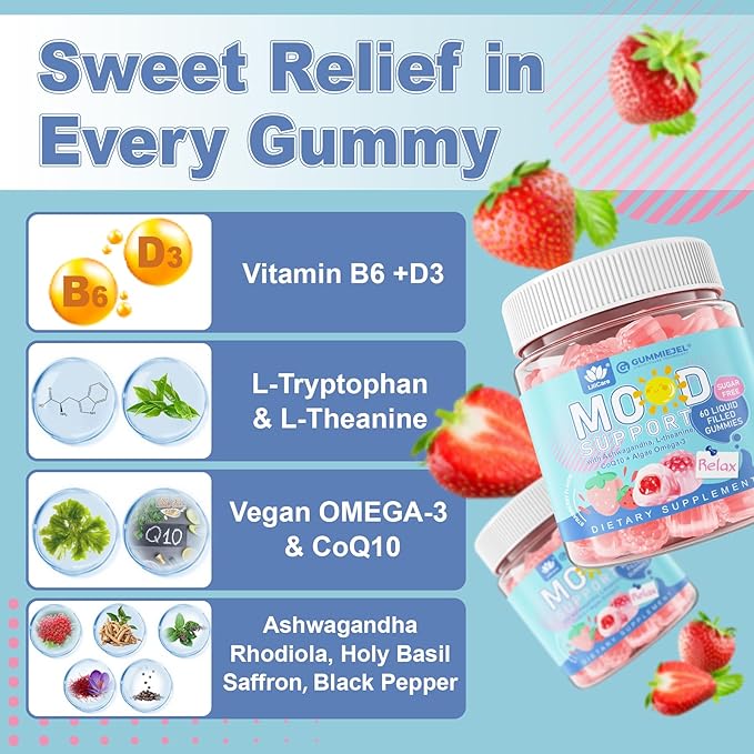 2 Pack Sugar Free Triple Magnesium Gummies 400mg + Natural Relax Calming Gummies for Mood Support