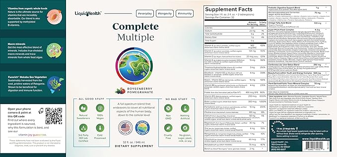 LIQUIDHEALTH High Performance Vitamin Bundle for Adults with Mega Energy B-Complex Complete Multiple Multivitamin &amp Organic Vitamin B12 Drops - Boost Natural Energy &amp Improve Athletic Perform