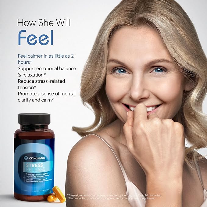 O'blossom Stress Release Ashwagandha Sensoril Zembrin Supplements – Clinically Studied Stress Relief with True Rapid Calm Mood Support in 2 Hours Cognitive Enhancement and Healthy Sleep Pattern