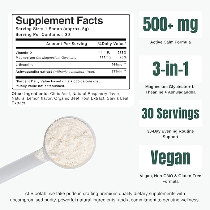 Calm+ Evening Drink Mix for Relaxation (Magnesium Glycinate L-Theanine &amp Ashwagandha) Ultra Powdered Drink for Cortisol Balance &amp Evening Wind-Down Ritual &amp Daily Balance – 30 Servings