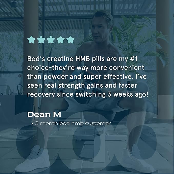 Bod Creatine HMB Capsules Creatine Monohydrate Powder with HMB for Muscle Growth Increased Strength Energy and Performance - No Bloat No Load Unflavored Vegan 150 Capsules 30 SVG