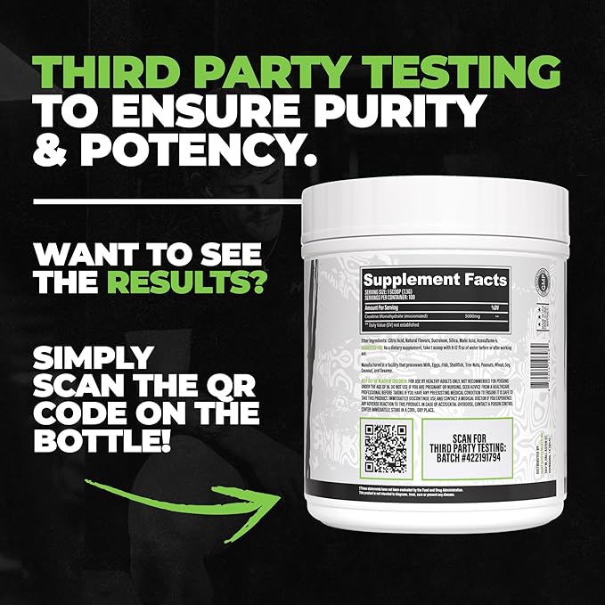 Flavored Creatine Monohydrate Powder - Green Apple Flavor 500 Grams Third Party Tested Micronized for Optimal Absorption 5 Grams Per Scoop Delicious &amp Easy Mixability (100 Servings)