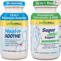 HEAL-N-SOOTHE &amp Super Joint Support Supplements Bundle- Proteolytic Enzymes (Bromelain &amp Papain) Glucosamine MSM &amp Turmeric for Strong Joints Flexibility &amp Body Wellness – 180 Caps