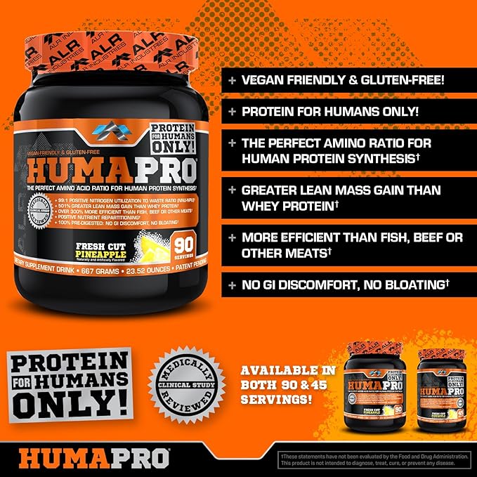 Humapro  Protein Matrix Formulated for Humans Waste Less. Gain Lean Muscle Fresh Cut Pineapple 667 Grams
