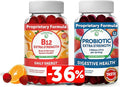 Lunakai Vitamin B12 and Probiotic Gummies Bundle - 3000 mcg Gummy for Adults Energy Support and Bone Health - 5 Billion CFUs Per Serving for Digestive Gut Health with Vitamin C for Women &amp Men