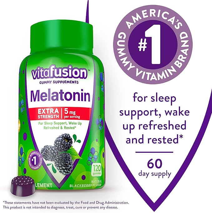 Vitafusion Extra Strength Melatonin Gummy Vitamins 5mg 120 ct Gummies &amp Vitamin D3 Gummy Vitamins for Bone and Immune System Support