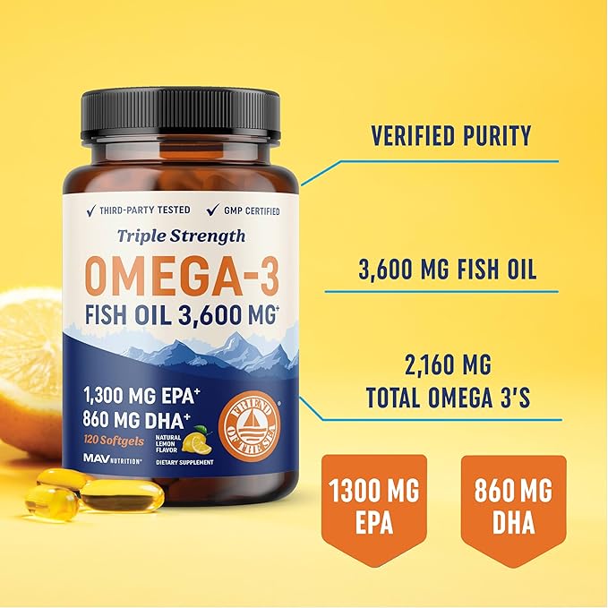 Omega 3 Fish Oil and Probiotic Capsules | Triple Strength EPA &amp DHA with Probiotic Gut Health &amp Immune Support Supplement | Comprehensive Wellness Bundle
