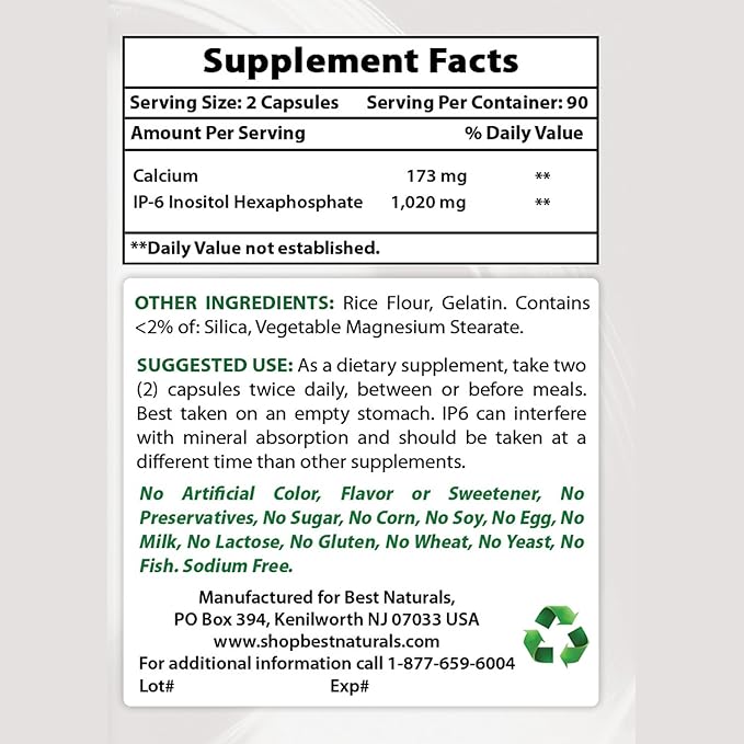 Best Naturals IP-6 510 mg &amp Vitamin K2 (MK7) with D3