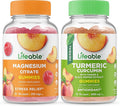 Lifeable Magnesium 85mg + Turmeric Curcumin Gummies Bundle - Great Tasting Vitamin Supplement Gluten Free GMO Free Chewable Gummy