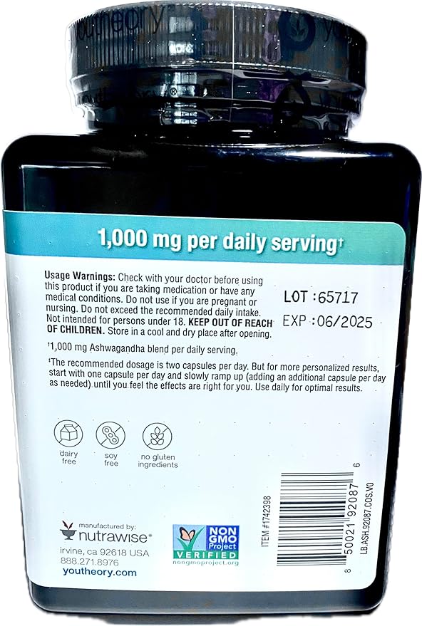 Organic KSM-66 Ashwagandha Supplement – 180 Vegetarian Capsules 1000mg per Daily Serving Supports Healthy Stress Management Response