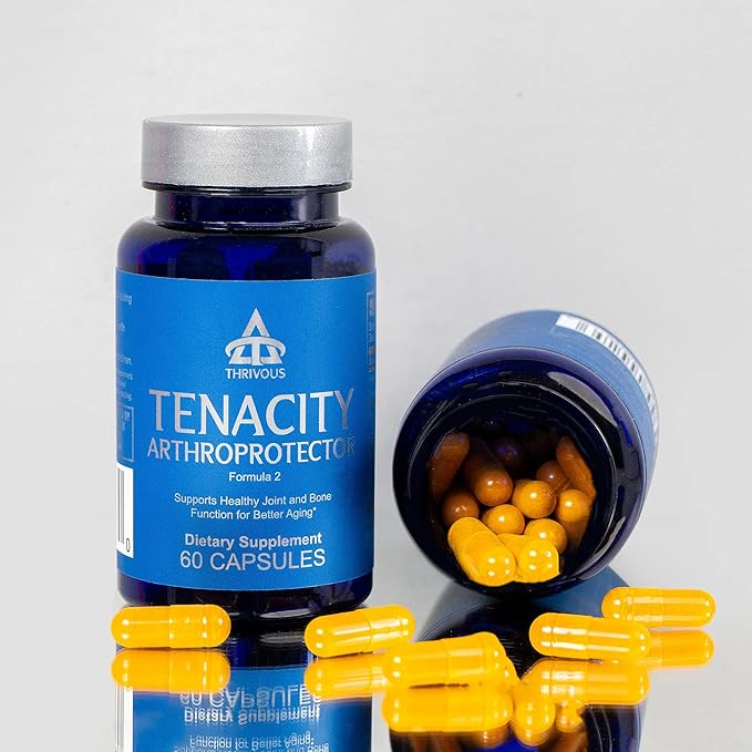 Thrivous Tenacity Arthroprotector – Joint &amp Bone Support Supplement with ApresFlex® Boswellia Same Turmeric Vitamin D3 &amp K2 – 60 Vegan Capsules
