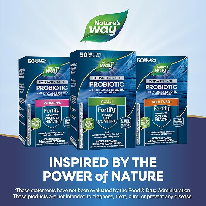 Nature's Way Extra Strength(1) Fortify ProbioticProbiotics for Digestive HealthPrebiotics50 Billion Live CulturesDigestive &amp Immune Health Support*30 Capsules(Pack of 2)
