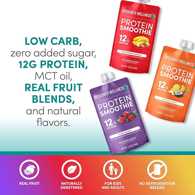 Designer Wellness Protein Smoothies Original Variety Pack &amp Super Fruits Variety Pack Bundle