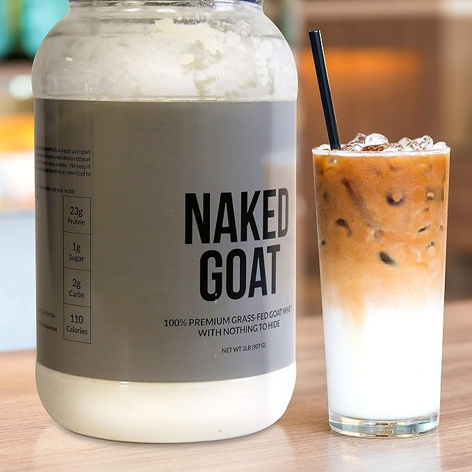 NAKED Goat - Pasture Fed Goat Whey Protein Powder from Small-Herd Wisconsin Dairies 2Lb Bulk GMO Free Soy Free. Easy to Digest - All Natural - 23 Grams of Protein - 30 Servings