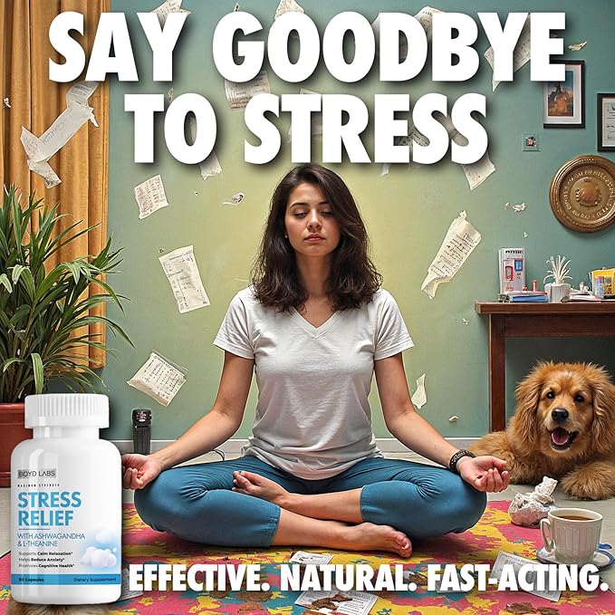 (2 Pack) Stress Relief with Ashwagandha and L-Theanine 60 Count (2)