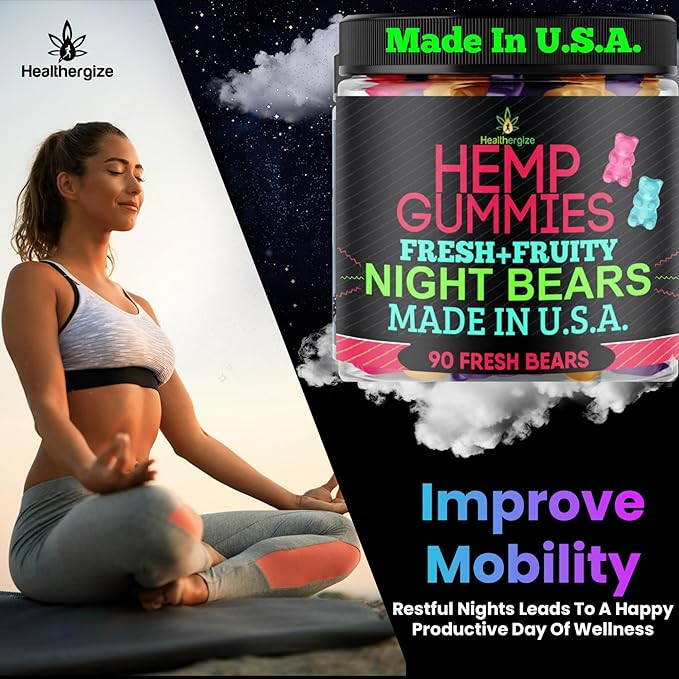 Hemp Gummies for Sleep-Calm Relaxation Fruity Gummy Bears Edibles Restful Bedtime-Natural Hemp Oil Omega Candy-Made in USA-90 Count