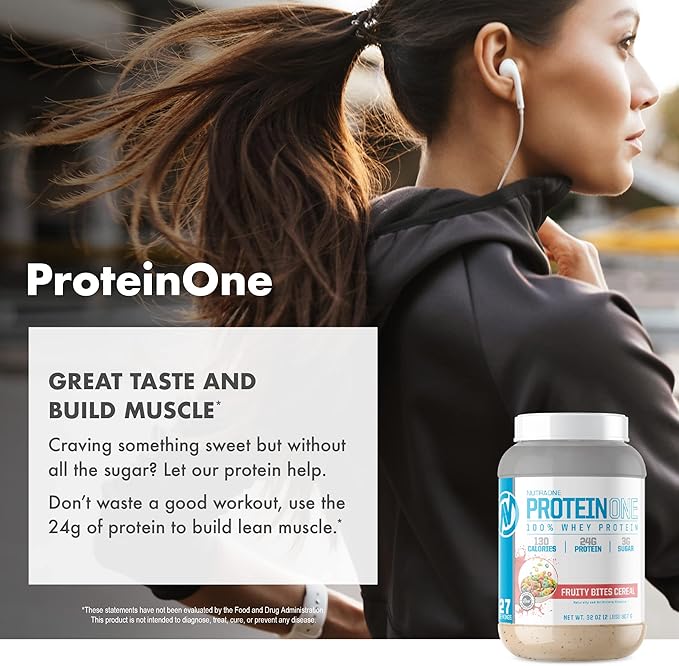 NutraOne ProteinOne Whey Protein Promote Recovery and Build Muscle with a Protein Shake Powder for Men &amp Women (Cookies &amp Cream 5 LB)