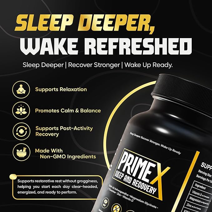 Sleep Aid Without Melatonin- Deep Sleep Supplement with KSM-66® Ashwagandha and Magnesium Glycinate for Nighttime Relaxation Recovery &amp Restful Sleep- with L-Theanine Zinc &amp Vitamin D3 (30 S
