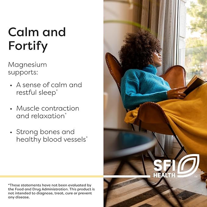 Klaire Labs SFI Health Magnesium Glycinate Complex - Chelated Magnesium Blend for Optimal Absorption - Supports Healthy Bones Muscles &amp Energy Levels - Gentle on Digestion (100 Capsules)