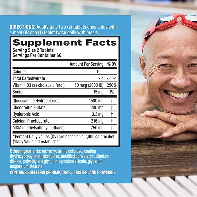 Move Free Advanced Glucosamine Chondroitin MSM + Vitamin D3 Joint Support Supplement Supports Mobility Comfort Strength Flexibility &amp Bone + Immune Health - Tablet 3x120ct Bottles (120 servings)