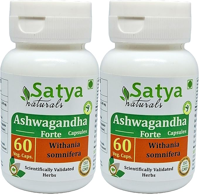 Ashwagandha Forte Capsules 500 mg. 60 Veg. Capsule | Ashwagandha (Withania Sominfera) Extract Capsules for Men and women | Ayurvedic Herbal Supplement/Remedies | 10:1 Forte (2 Bottles of 60 Capsules)