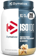 Dymatize ISO100 Whey Protein Powder Isolate Gourmet Vanilla 25g of Protein 5.5g BCAAs Less Than 120 Cal. Gluten Free 1g Fat 1g Sugar 2g Carb (20 Servings)