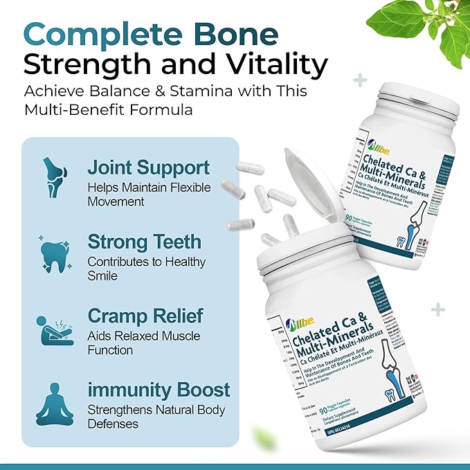 Chelated Ca &amp Multi-Minerals Capsules 400mg Calcium and 200mg Magnesium with 7.5mg Zinc Supplements 4 Packs of 90 Bones and Teeth Support Capsules Serving Size: 2 120 Days Supply