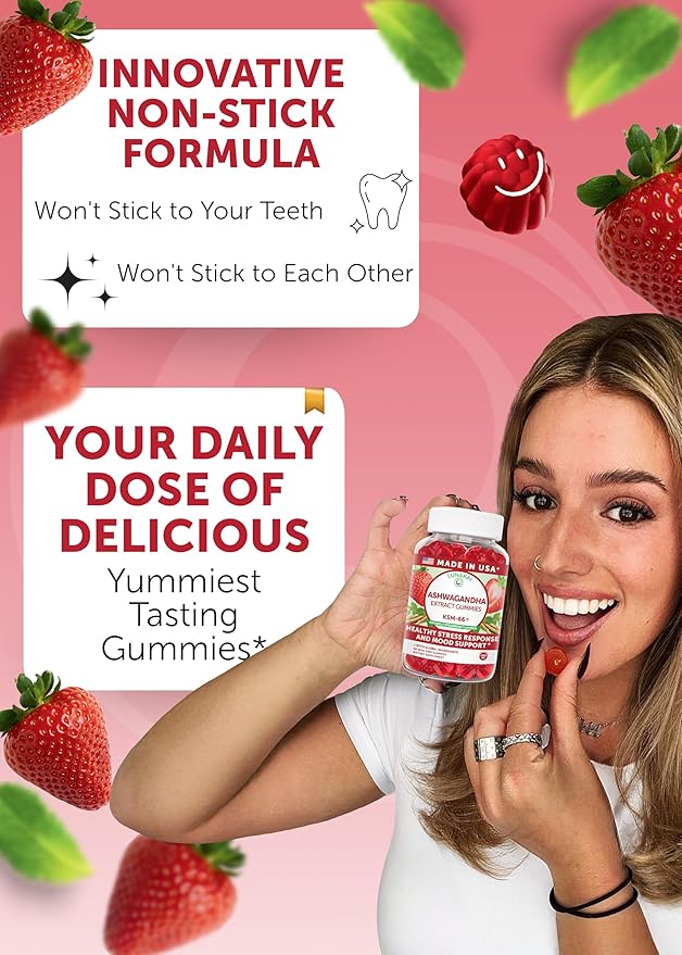 Lunakai USA Made KSM-66 Ashwagandha Gummies for Women &amp Men – Daily Vegan Supplement for Stress Mood &amp Sleep Support 60ct