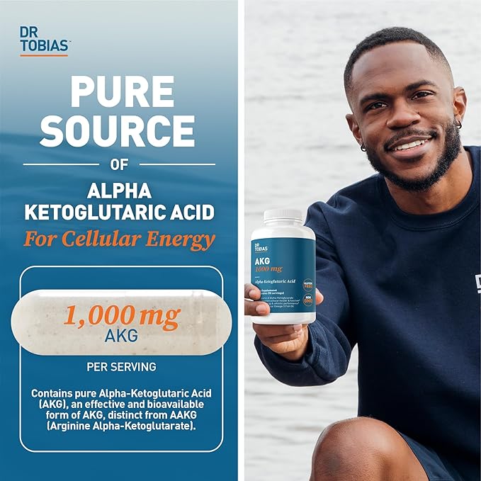 Dr. Tobias AKG Supplement &amp Magnesium Bisglycinate - Support Energy Levels Muscle Nerve &amp Bone Health with High-Absorption Magnesium and Bioavailable AKG Vegan Non-GMO