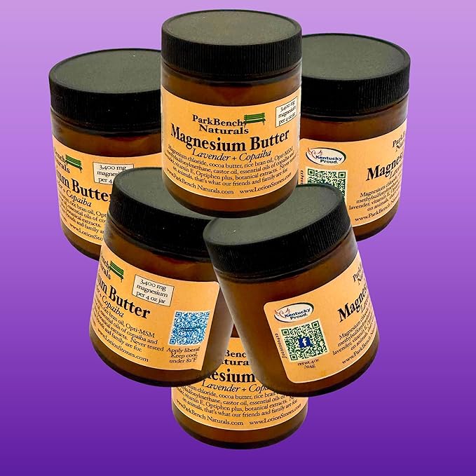 Magnesium Butter with Lavender and Copaiba 4 oz Glass Jar of Topical Magnesium