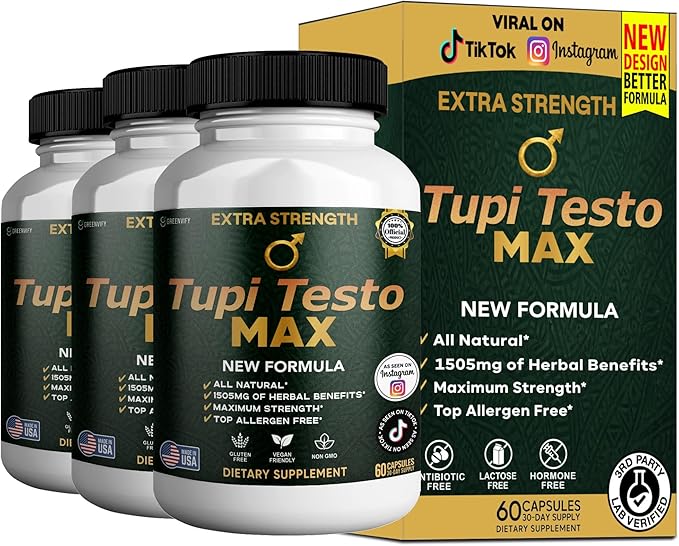 Tupi Testo MAX Organic Maca Root Blend Black Pepper 60 Capsules 30-Day Supply (3)