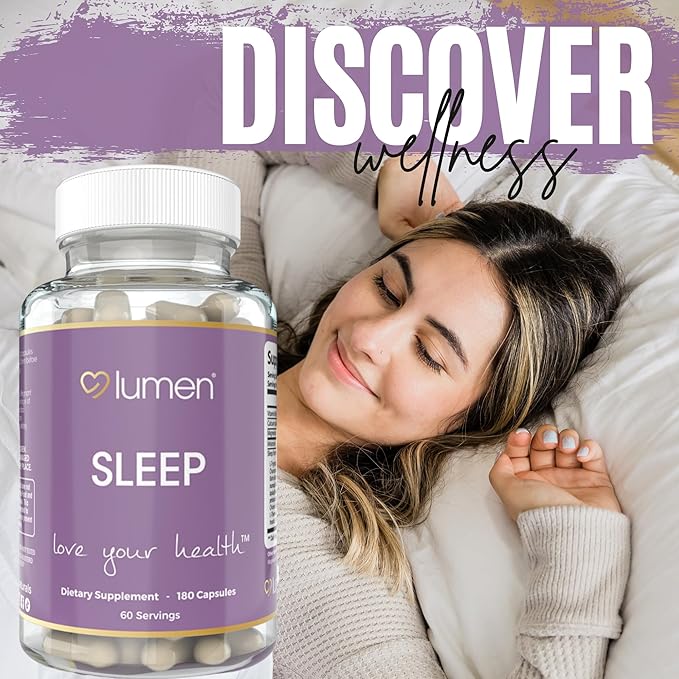 Lumen Naturals - Natural Sleep for Adults – Herbal Supplement with Melatonin Valerian Root Magnesium - Deep Sleep Support to Promote Calm Deep Sleeping for Better Rest (180 Count)