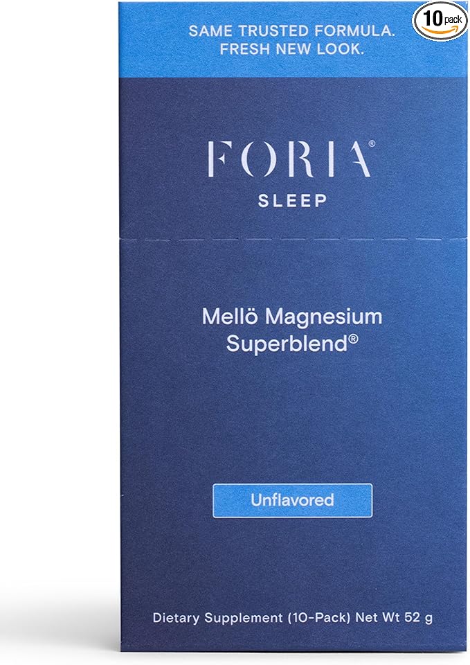 Mellö Magnesium Supplement Superblend Powder - Magnesium Glycinate with L-Theanine GABA and Trace Minerals - Supports Sleep Relaxation and Balanced Energy - Unflavored 10-Pack Singles