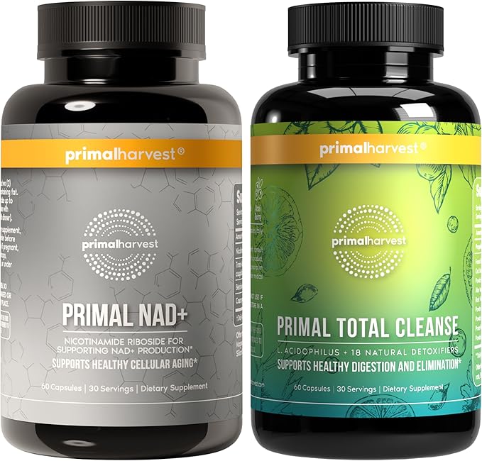 Primal Harvest Daily Two-Step Routine | NAD+ + Total Cleanse | 2 Pack | 30 Day Supply