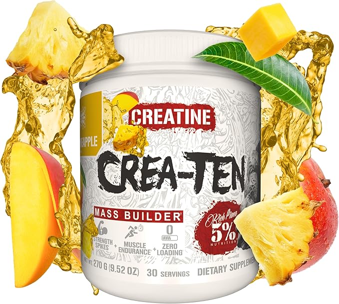 5% Nutrition CreaTEN Creatine Complex + Accelerators | Flavored Creatine Powder for Muscle Gain | Max Power Strength Endurance &amp Recovery (Mango Pineapple)