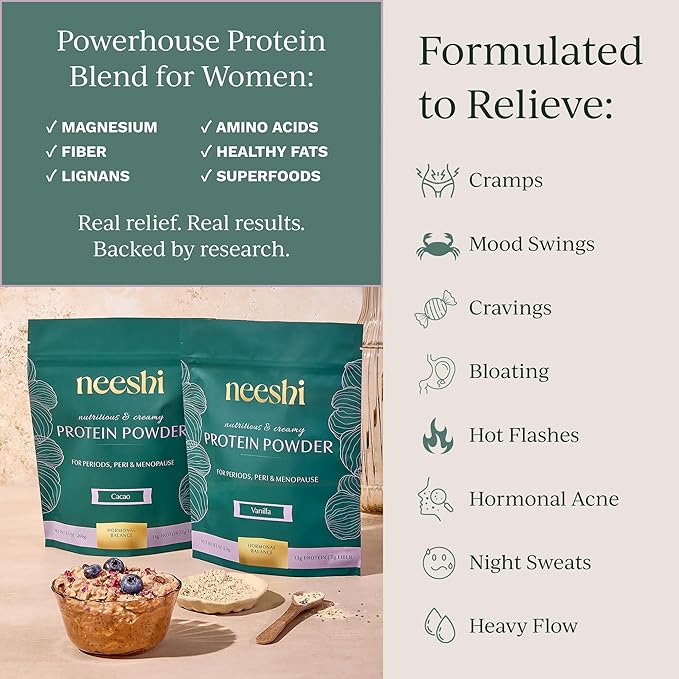 Monthly Hormone Balance Bundle – 2 Nourishing Vanilla Protein Powders + 2 Dark Cacao Ritual Spreads – Plant-Based Vegan Gluten-Free – PMS &amp Menopause Relief with Superfood Nutrition